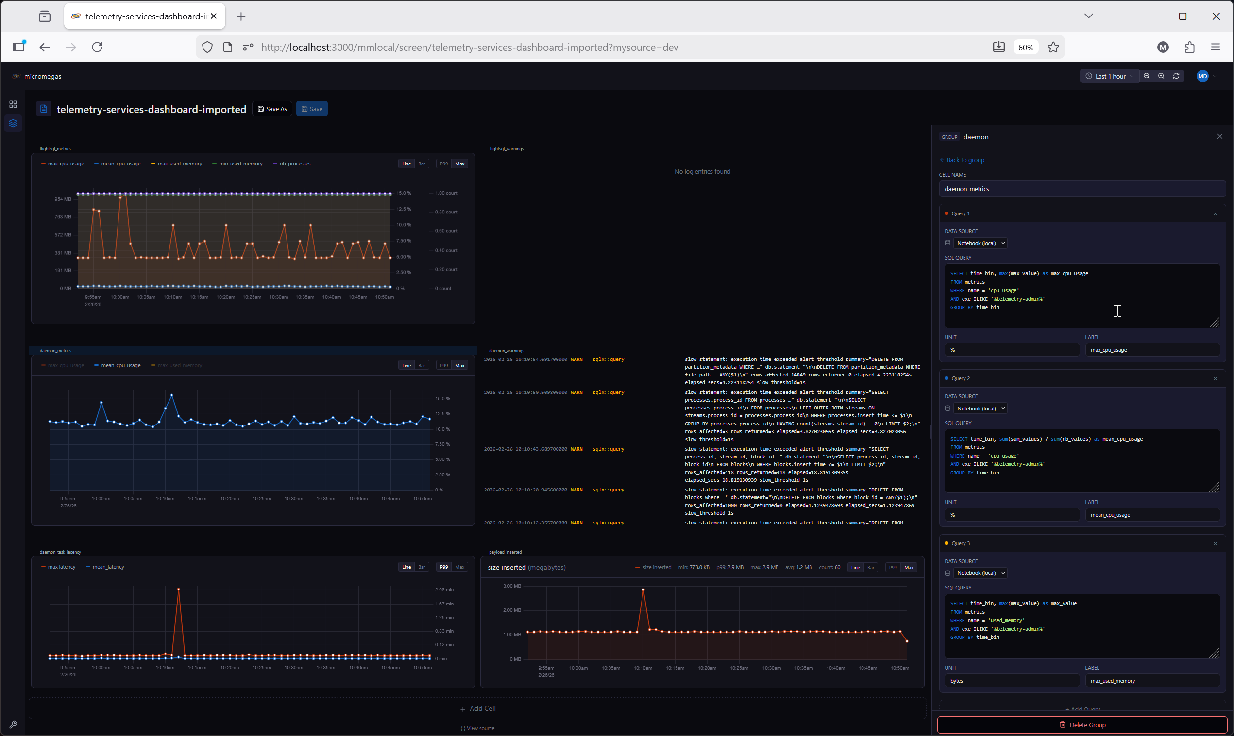 Editor panel open showing cell configuration